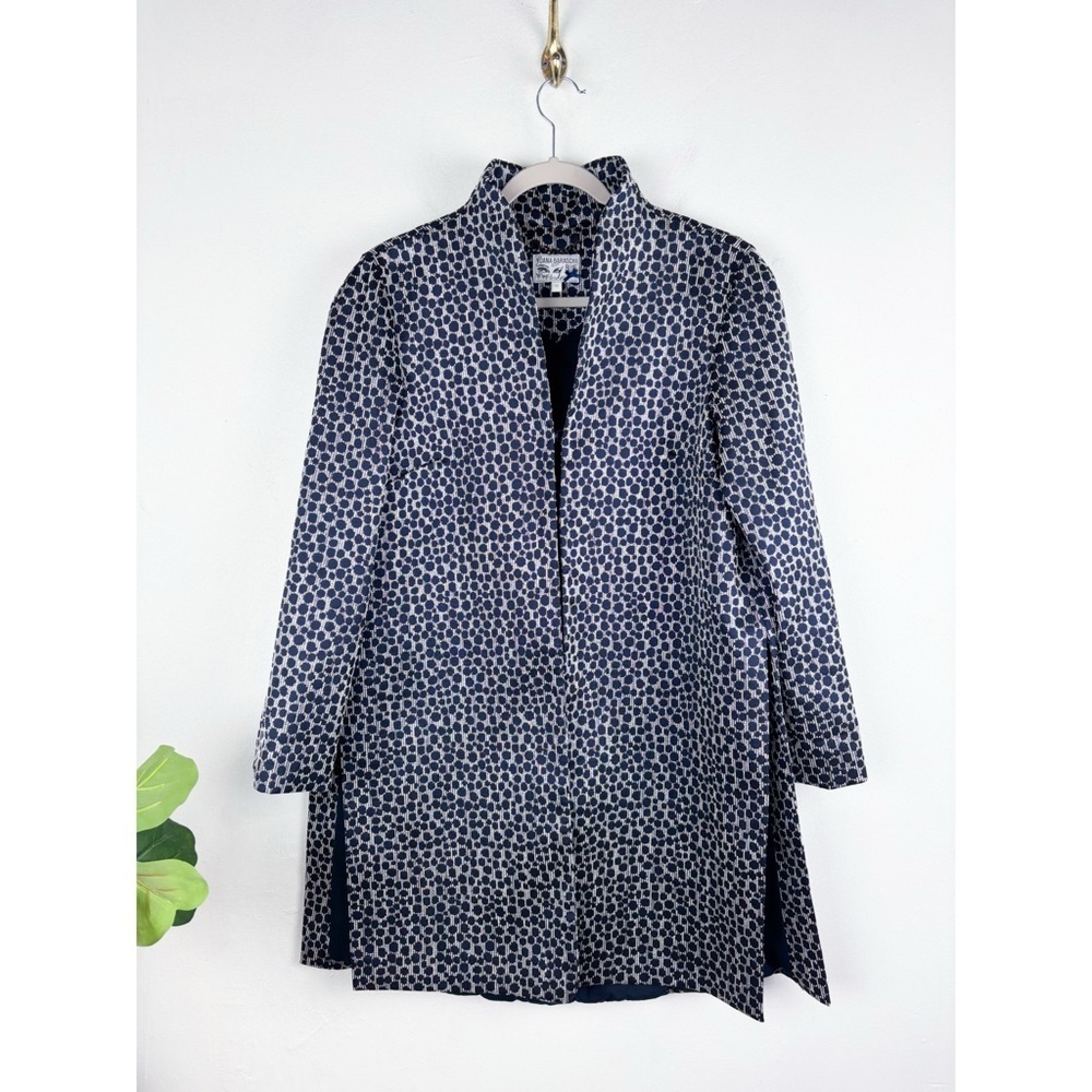 Yoana Baraschi Anthropologie Blue Print Long Line Jacket Sz 12 - Picture 2 of 10